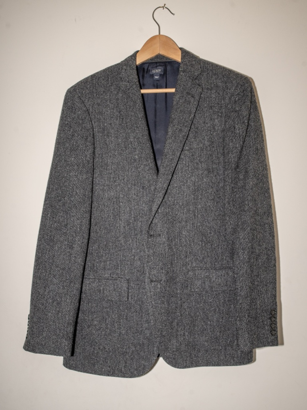 $425 J. Crew Moon 100% Wool Yorkshire Tweed blazer dark grey 38R
